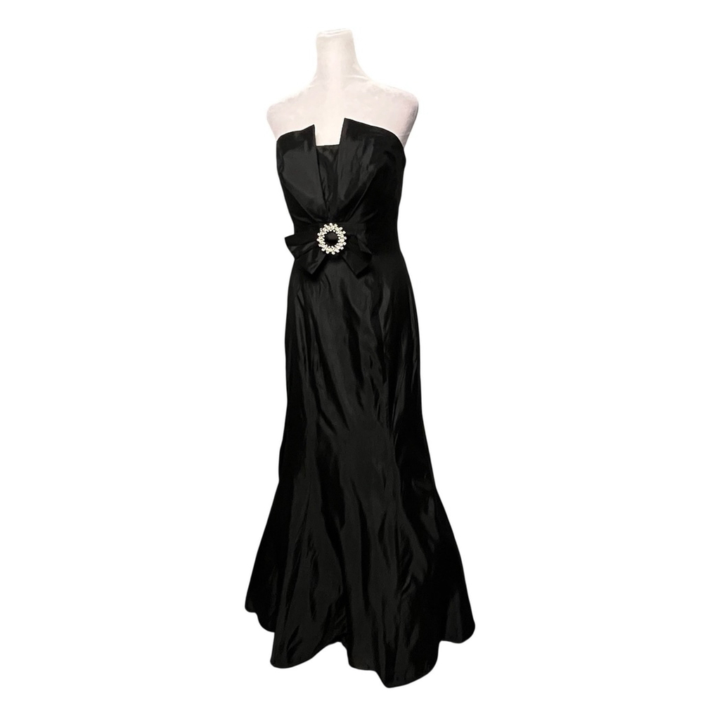 Jovani Black Taffetta Structured Strapless Gown Dress Size 8 - Picture 3 of 8